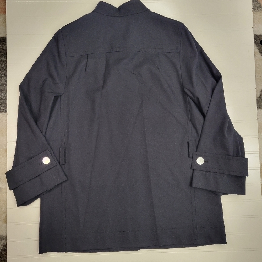 NEW Carlisle Black Stretch Wool Stand Collar Military Jacket Blazer Size 10 - Picture 4 of 12